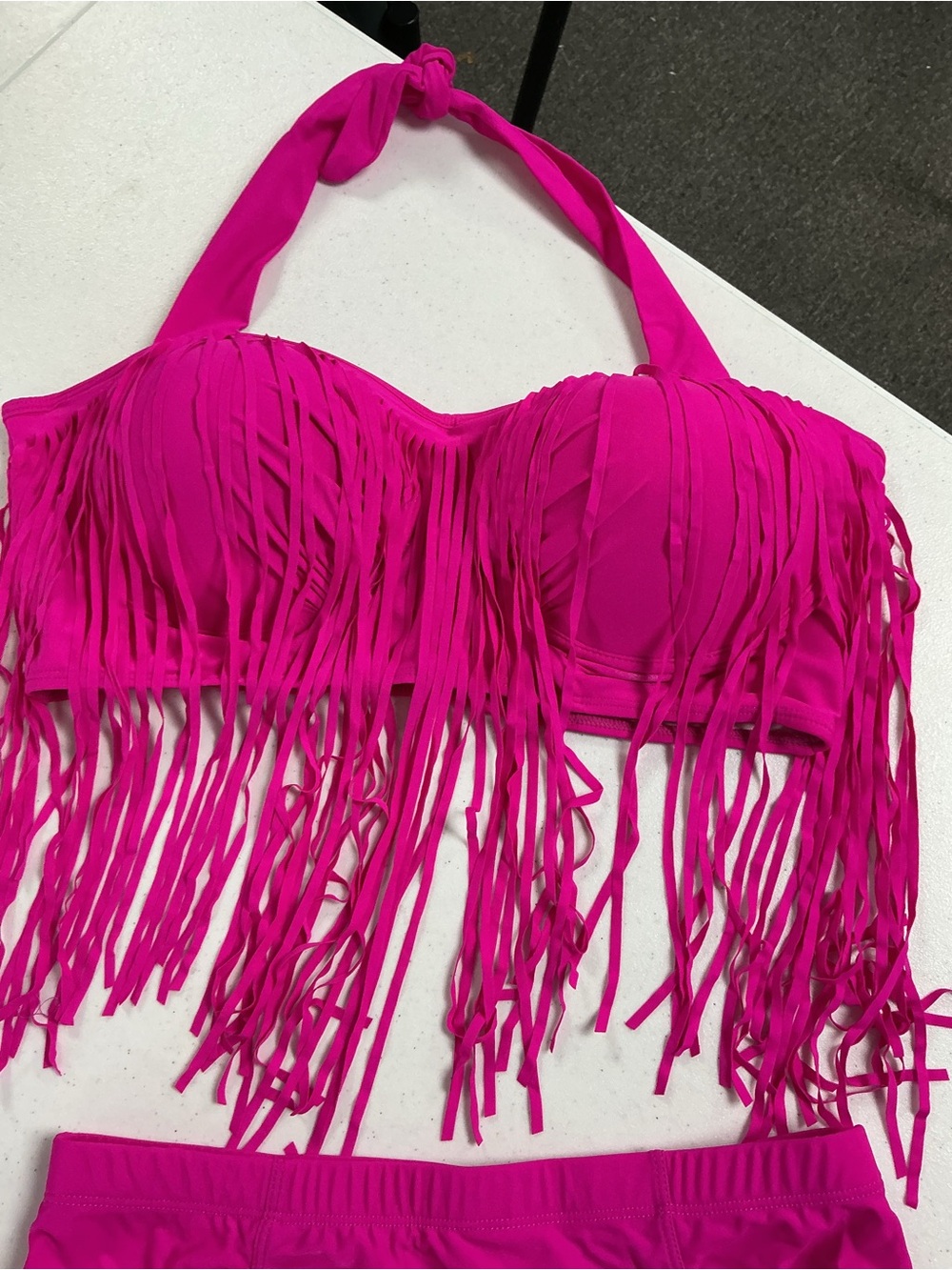 LELINTA Women's Tassel Fringe Plus Size Padded Bikini Bandeau Top Bikini Set - Picture 4 of 6